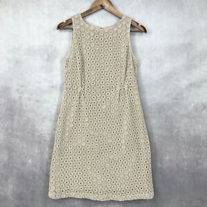 Garnet Hill Womens Dress‎ Size 6P Eyelet Sheath Brunch Coastal Cottagecore Chic